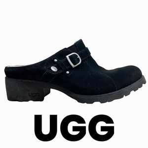 UGG size 8 Black Lila Suede and Shearling Clogs